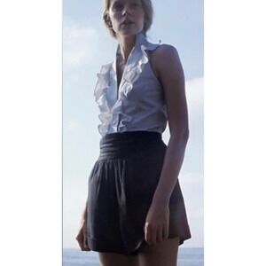 SUNNER Gingham Ruffle Halter Romper Black White Bow Tie Waist Size 2‎